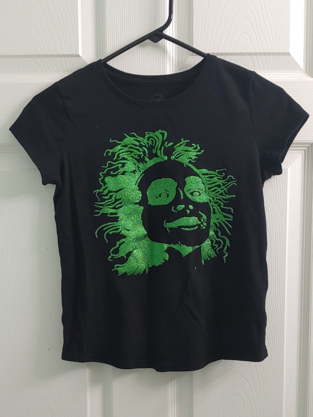 Beetlejuice T Shirt Green Glitter Black Halloween Tee Girls Size L
